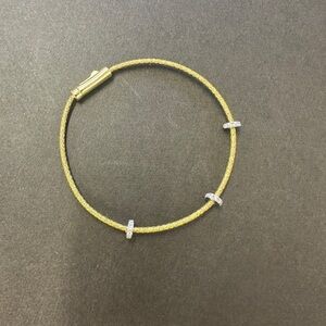 Gold-Tone Cable Bracelet with Pavé Accent Rings